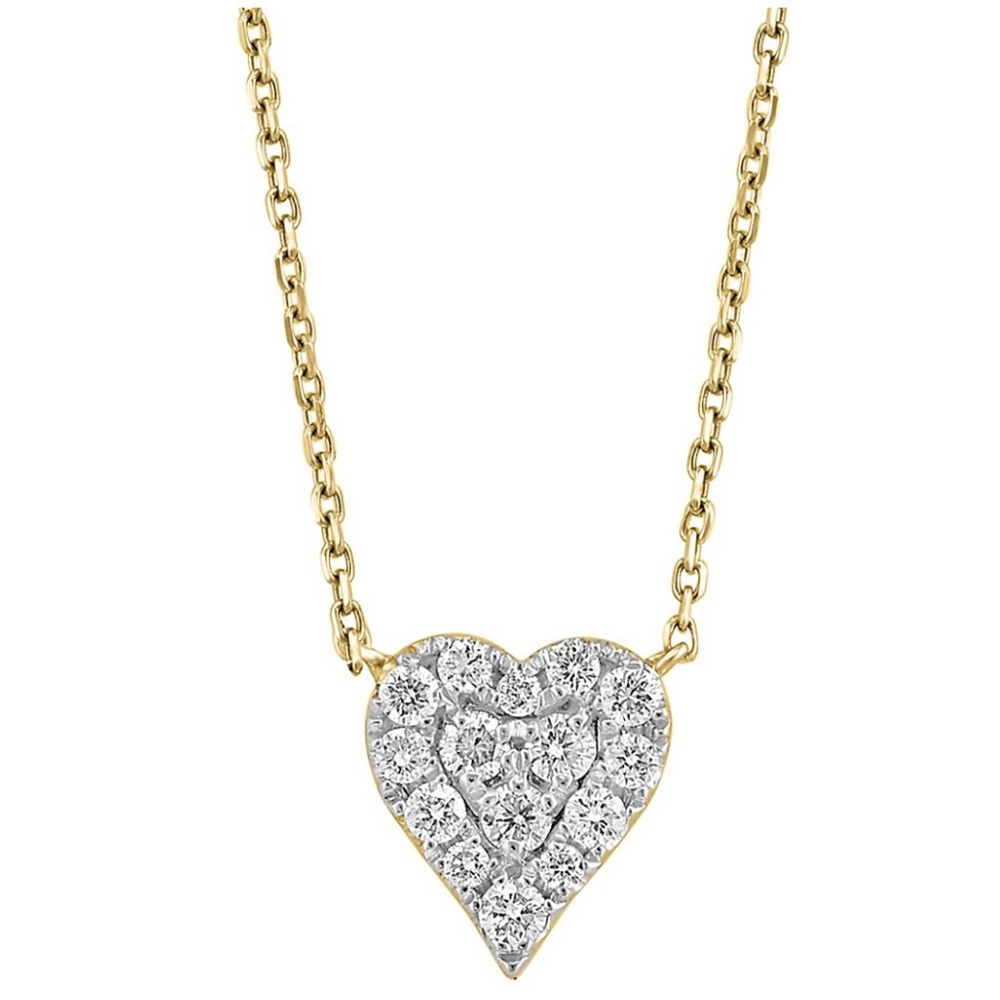 NEW Effy 14K Yellow Gold & Diamond Heart Pendant Necklace